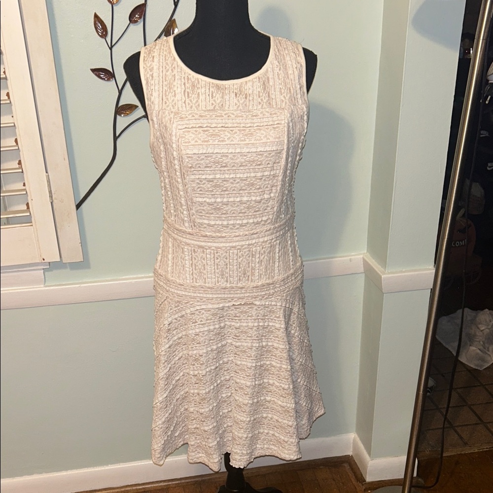 Vince Camuto Cream Textured Midi Dress